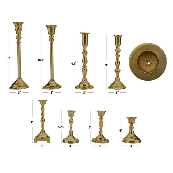 Mixed Taper Candle Holder Set, Set of 10-Set of 10-Koyal Wholesale-Gold-