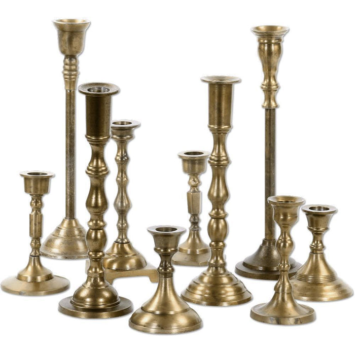 Mixed Taper Candle Holder Set, Set of 10-Set of 10-Koyal Wholesale-Gold-