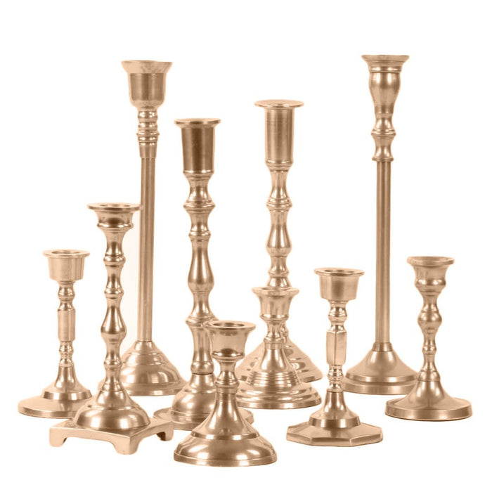 Mixed Taper Candle Holder Set, Set of 10-Set of 10-Koyal Wholesale-Champagne-