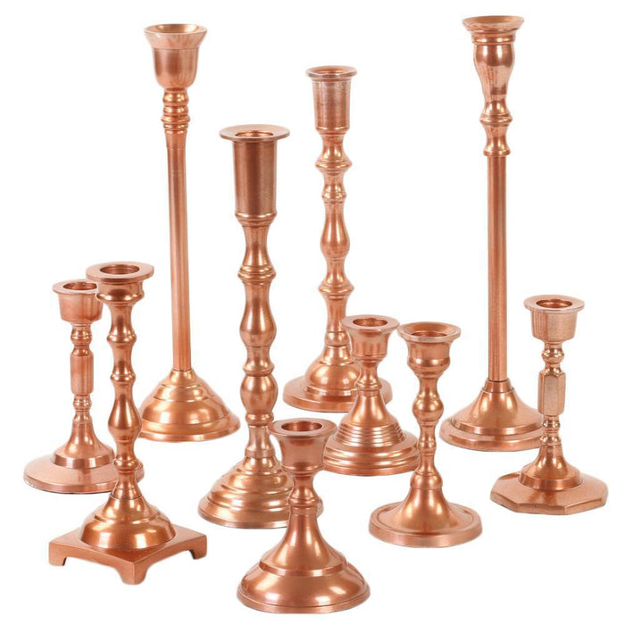 Mixed Taper Candle Holder Set, Set of 10-Set of 10-Koyal Wholesale-Copper-