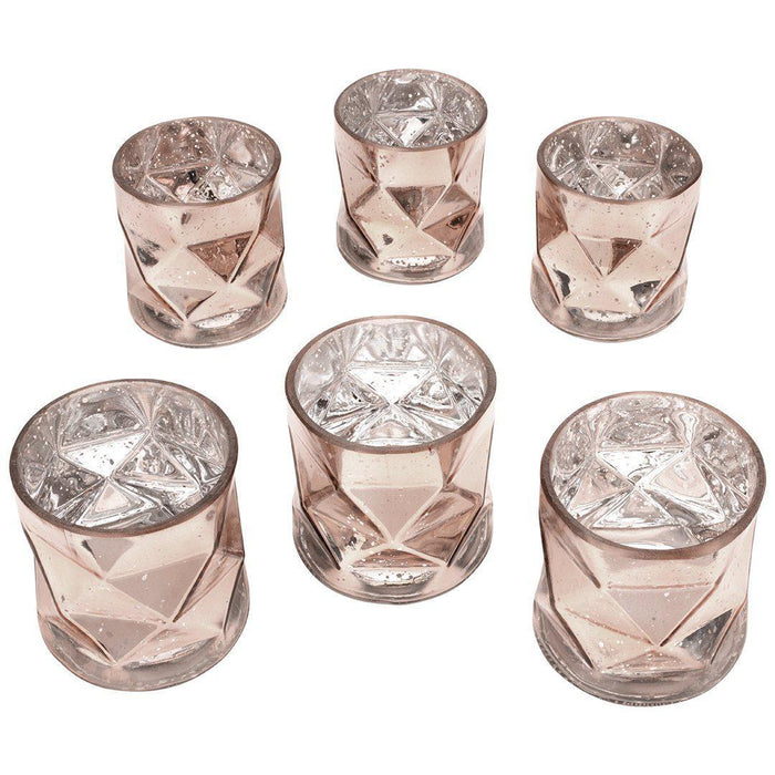 Modern Geometric Votive Candle Holders, Set of 6-Set of 6-Koyal Wholesale-Silver-