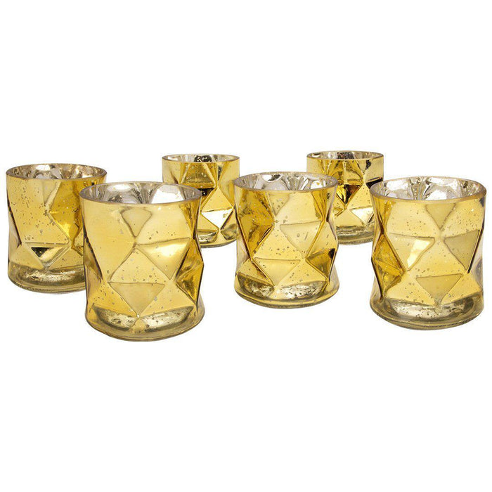 Modern Geometric Votive Candle Holders, Set of 6-Set of 6-Koyal Wholesale-Gold-