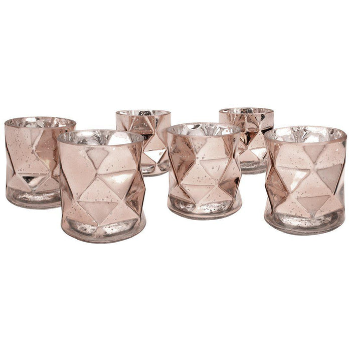Modern Geometric Votive Candle Holders, Set of 6-Set of 6-Koyal Wholesale-Rose Gold-