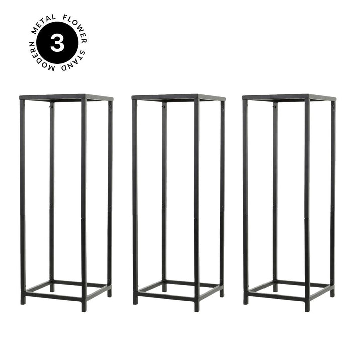 Modern Metal Flower Stand-Koyal Wholesale-Black-Set of 3-