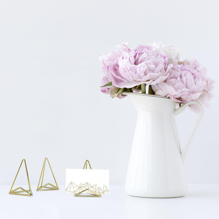 Modern Metal Geometric Triangle Wedding Place Card Holders, Set of 12-Set of 12-Koyal Wholesale-Gold-
