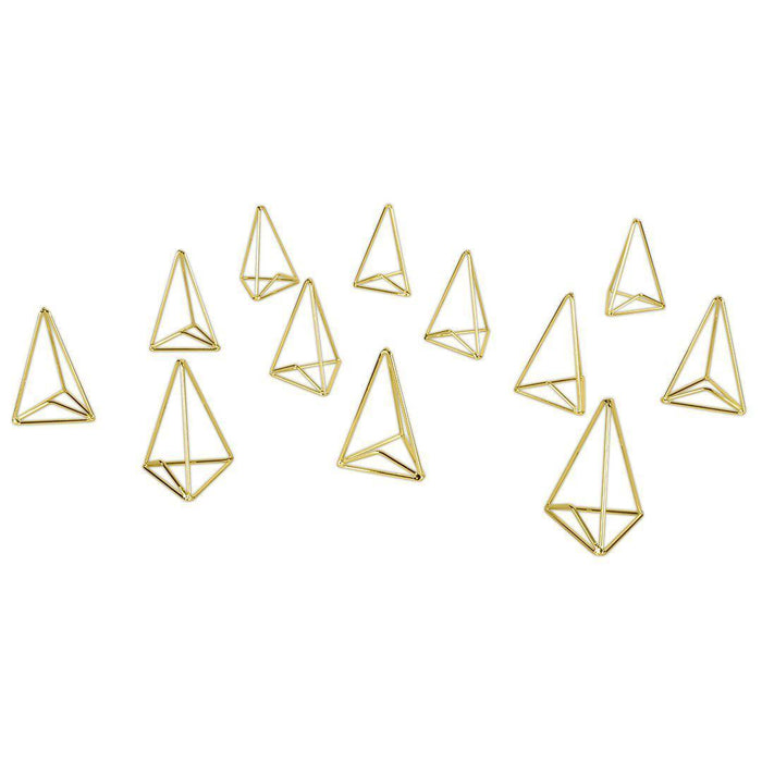 Modern Metal Geometric Triangle Wedding Place Card Holders, Set of 12-Set of 12-Koyal Wholesale-Gold-