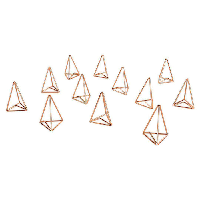 Modern Metal Geometric Triangle Wedding Place Card Holders, Set of 12-Set of 12-Koyal Wholesale-Rose Gold-