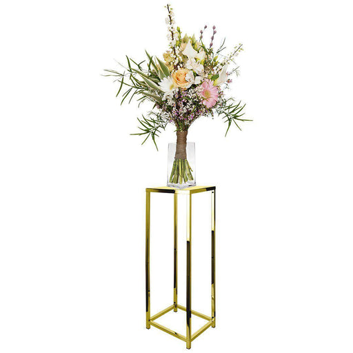 Modern Metallic Metal Flower Stand-Set of 1-Koyal Wholesale-Gold-