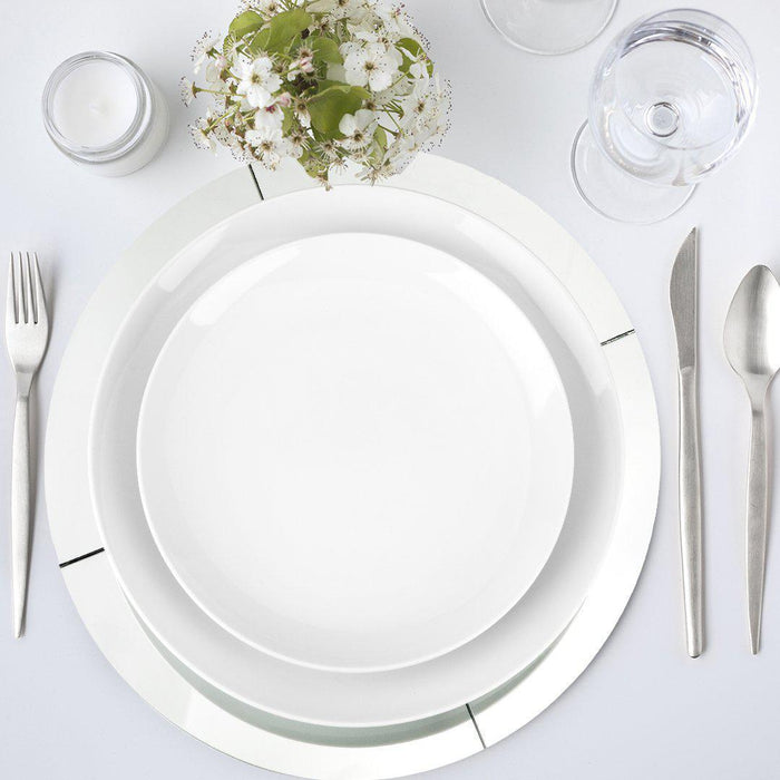 Modern Minimalist Mirror Glass Charger Plates-Set of 4-Koyal Wholesale-Silver-