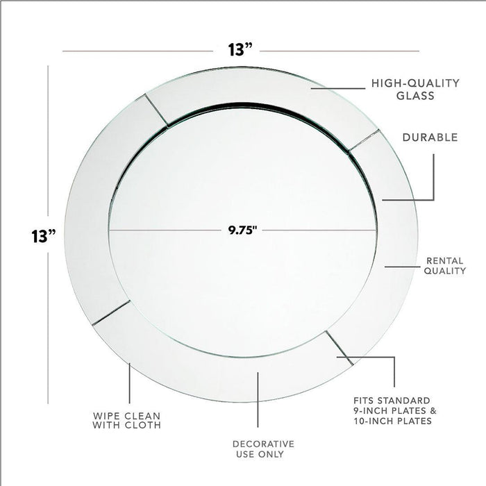 Modern Minimalist Mirror Glass Charger Plates-Set of 4-Koyal Wholesale-Silver-