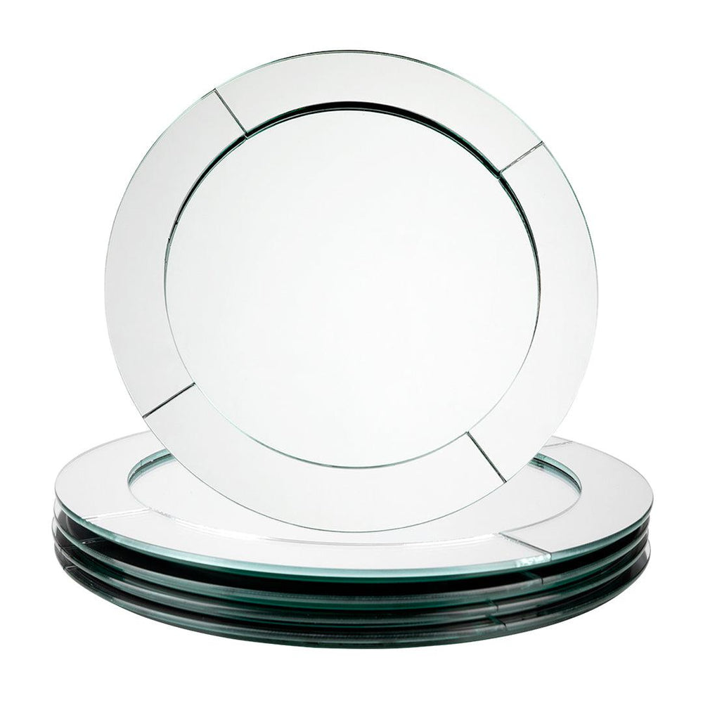 Modern Minimalist Mirror Glass Charger Plates-Set of 4-Koyal Wholesale-Silver-