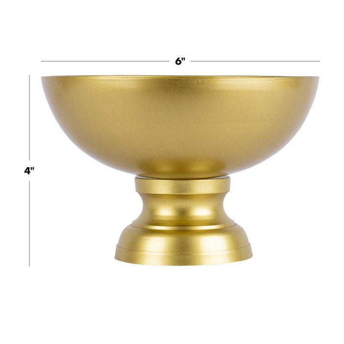 Modern Minimalist Round Pedestal Bowl Metal Compote Bowl Vase for Table Centerpiece-Set of 1-Koyal Wholesale-Bronze-8" x 5.5"-