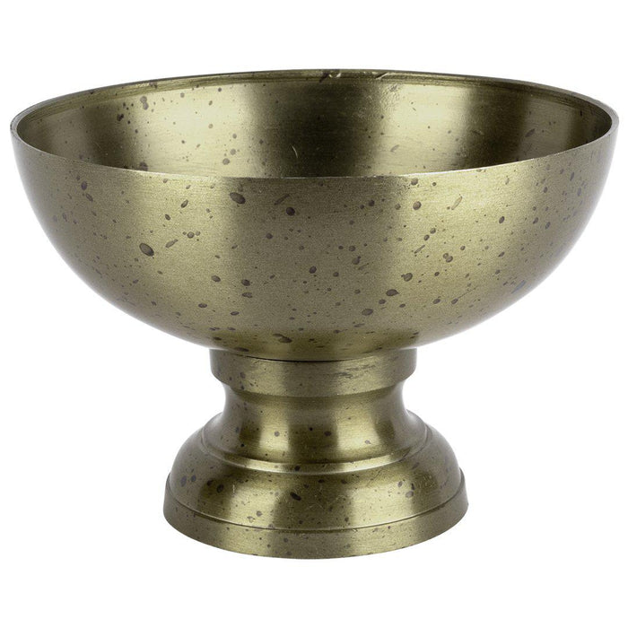 Modern Minimalist Round Pedestal Bowl Metal Compote Bowl Vase for Table Centerpiece-Set of 1-Koyal Wholesale-Vintage Gold-8" x 5.5"-