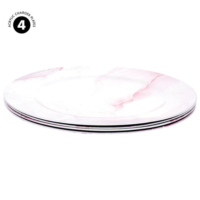Modern Pink Geode Acrylic Charger Plates, Set of 4-Set of 4-Koyal Wholesale-