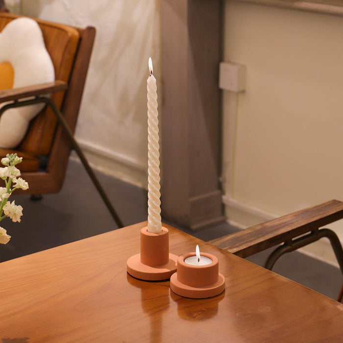 Modern Terracotta Ceramic Tealight and Taper Candle Holders, Set of 6-Set of 6-Koyal Wholesale-Matte Terracotta-