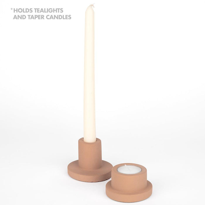 Modern Terracotta Ceramic Tealight and Taper Candle Holders, Set of 6-Set of 6-Koyal Wholesale-Matte Terracotta-