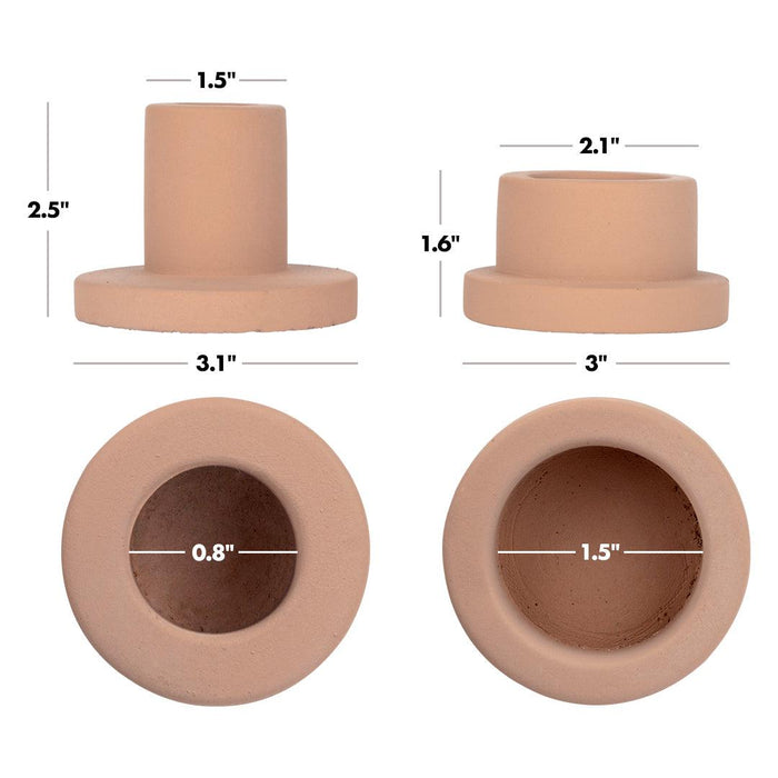 Modern Terracotta Ceramic Tealight and Taper Candle Holders, Set of 6-Set of 6-Koyal Wholesale-Matte Terracotta-