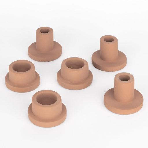 Modern Terracotta Ceramic Tealight and Taper Candle Holders, Set of 6-Set of 6-Koyal Wholesale-Matte Terracotta-