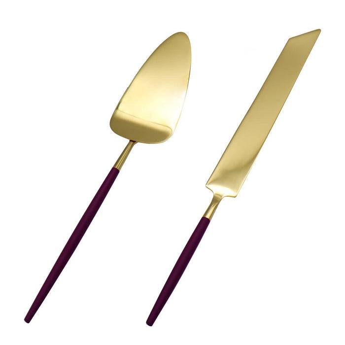 Modern Wedding Cake Knife Set-Set of 1-Koyal Wholesale-Burgundy-