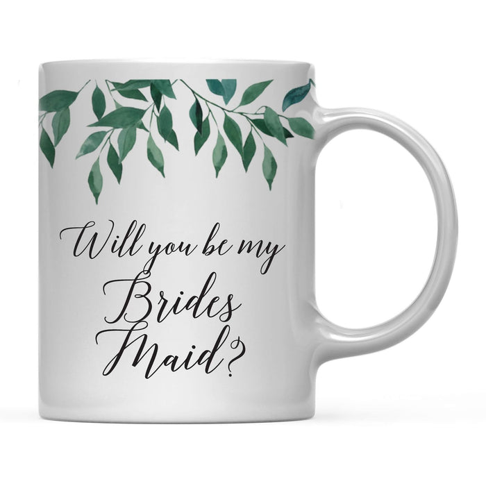 Natural Greenery Green Leaves Wedding Coffee Mug-Set of 1-Andaz Press-Will You Be My Bridesmaid-