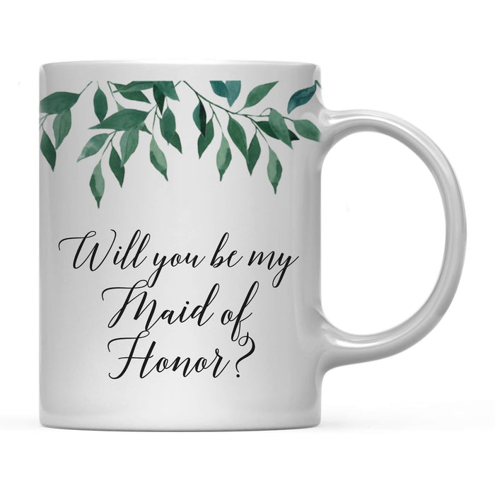 Natural Greenery Green Leaves Wedding Coffee Mug-Set of 1-Andaz Press-Will You Be My Maid of Honor-