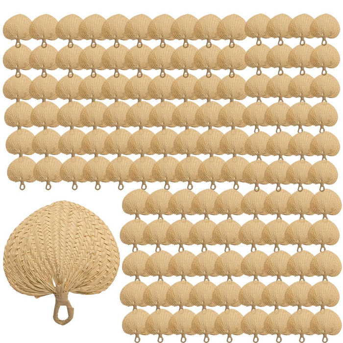 Natural Handmade Raffia Fans-Koyal Wholesale-Set of 12-