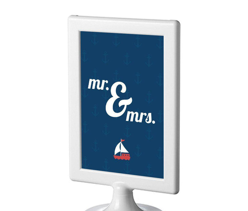 Nautical Ocean Adventure Wedding Framed Party Signs-Set of 1-Andaz Press-Mr. & Mrs.-