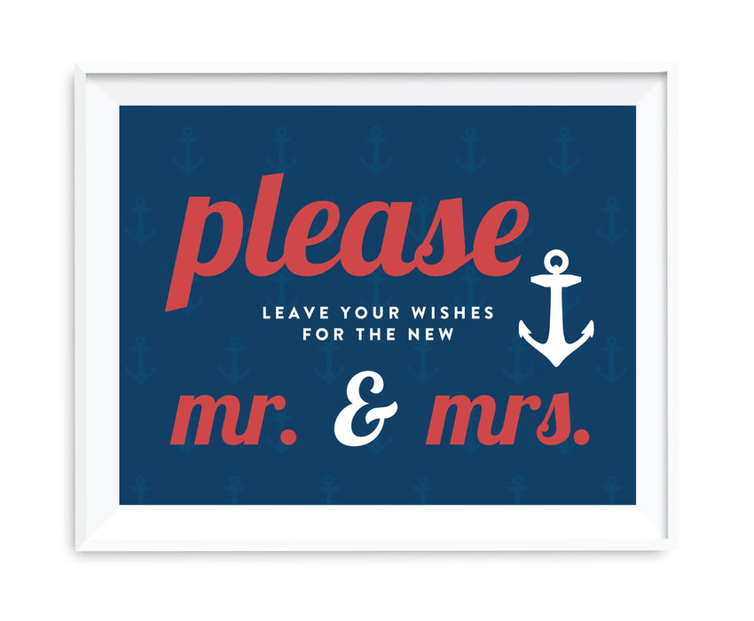 Nautical Ocean Adventure Wedding Party Signs-Set of 1-Andaz Press-Leave Your Wishes For New Mr. & Mrs.-