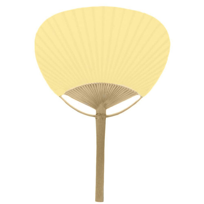 Paper Paddle Fans, Set of 12-Set of 12-Koyal Wholesale-Light Yellow-