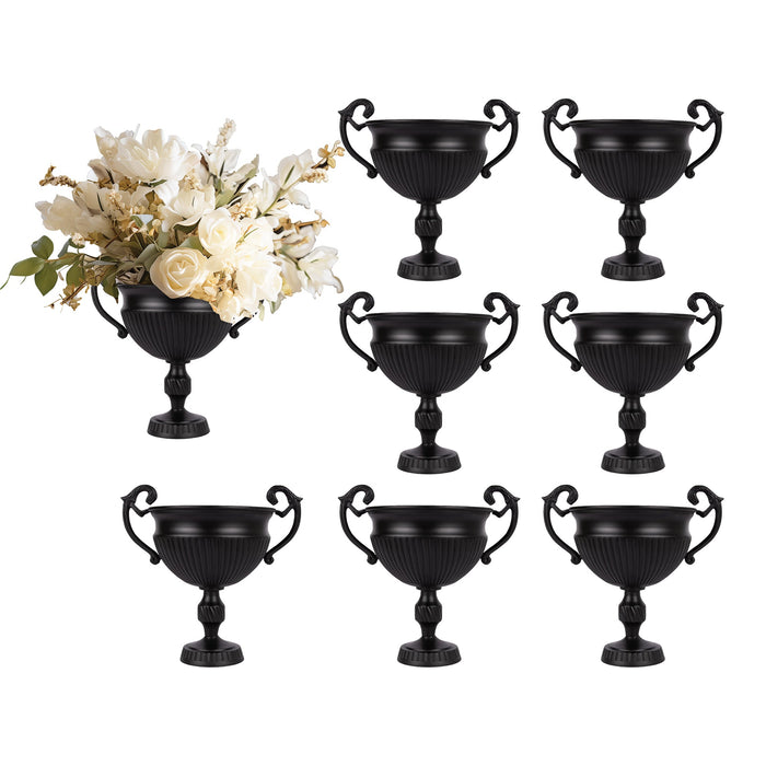 Pedestal Vase for Centerpieces with Handles-Koyal Wholesale-Black-Set of 8-