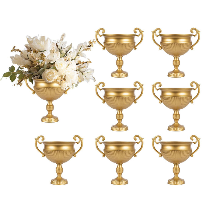 Pedestal Vase for Centerpieces with Handles-Koyal Wholesale-Gold-Set of 8-
