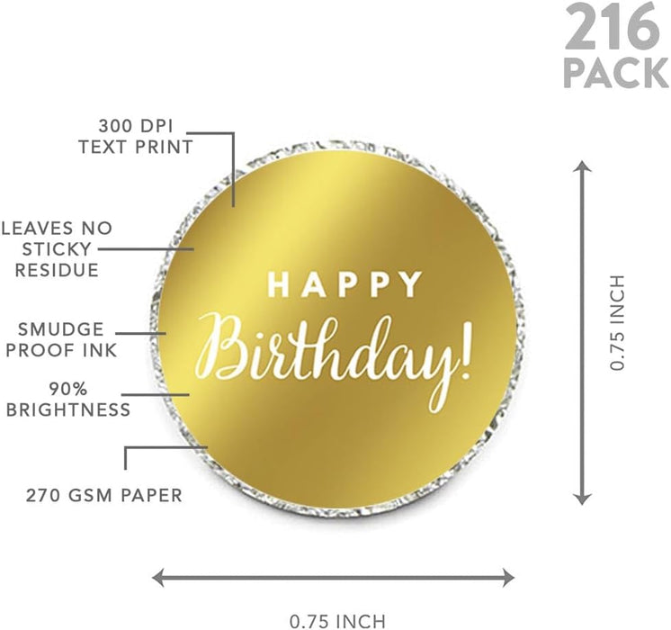 Personalized Happy Birthday Chocolate Drop Labels Trio, Metallic Gold Ink-Set of 216-Andaz Press-