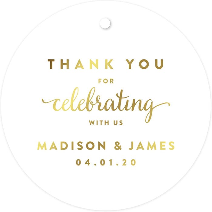 Personalized Metallic Gold Ink Thank You for Celebrating with US Circle Gift Tags-Set of 24-Andaz Press-