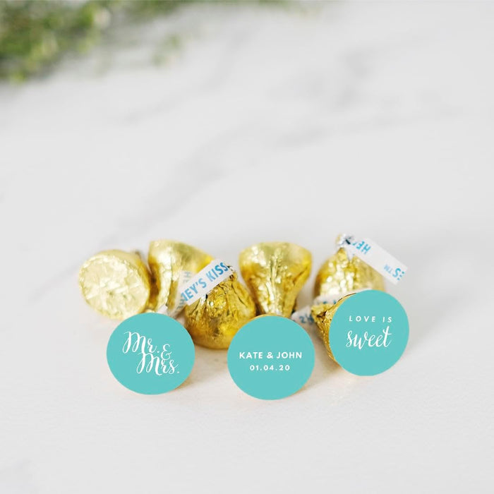 Personalized Mr. & Mrs. Wedding Hershey's Kisses Sticker Labels-Set of 216-Andaz Press-