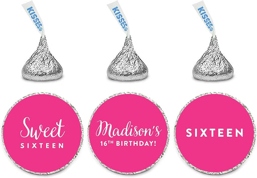 Personalized Sweet 16 Birthday Chocolate Drop Labels Trio Any Color, Fits Hershey's Kisses Party Favors-Set of 216-Andaz Press-