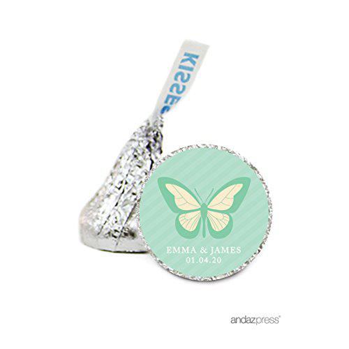 Personalized Wedding Hershey's Kisses Stickers, Motif-Set of 216-Andaz Press-Butterfly-