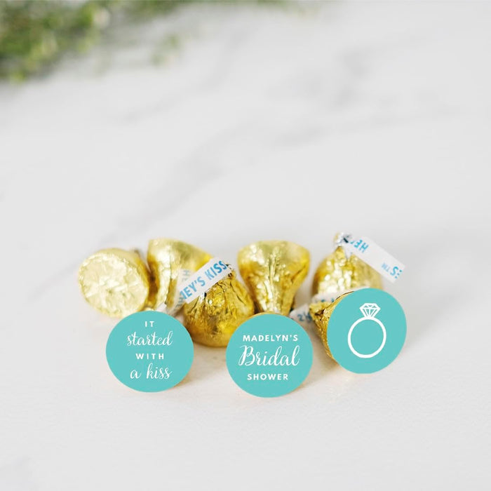 Personalized Wedding Ring Bridal Shower Hershey's Kisses Label Stickers-Set of 216-Andaz Press-