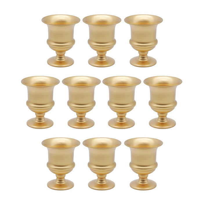 Petite Urn Metal Trumpet Vases-Set of 10-Koyal Wholesale-Gold-