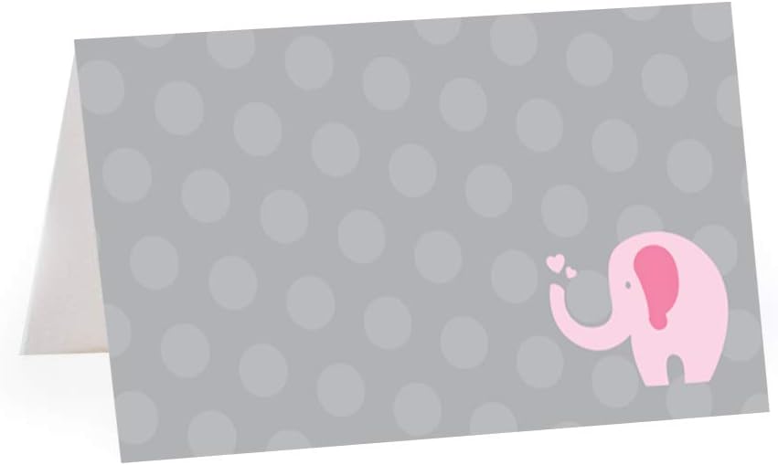 Pink Girl Elephant Baby Shower Table Tent Printable Place Cards-Set of 20-Andaz Press-