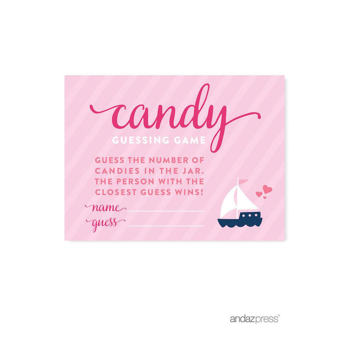 Pink Girl Nautical Baby Shower Games & Fun Activities-Set of 20-Andaz Press-Candy Guessing Game-