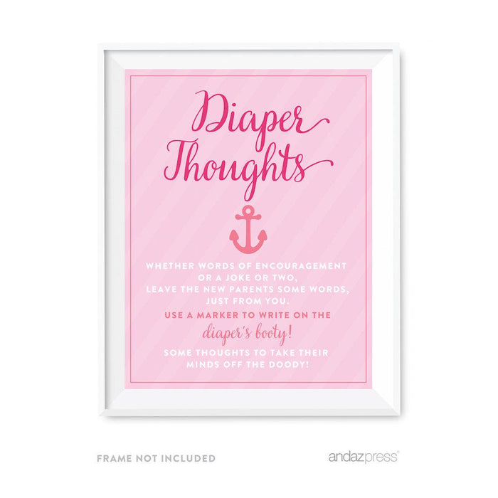 Pink Girl Nautical Baby Shower Games & Fun Activities-Set of 20-Andaz Press-Diaper Thoughts-