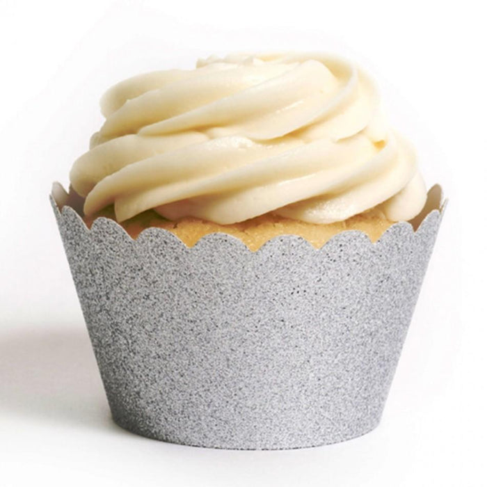 Platinum Glitter Cupcake Wrappers-Set of 50-Koyal Wholesale-Red-
