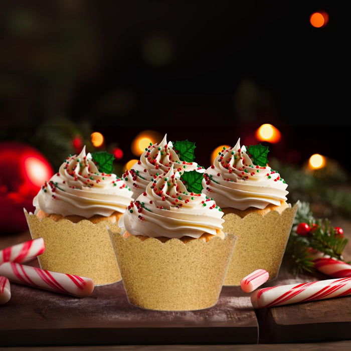 Platinum Glitter Cupcake Wrappers-Set of 50-Koyal Wholesale-Red-