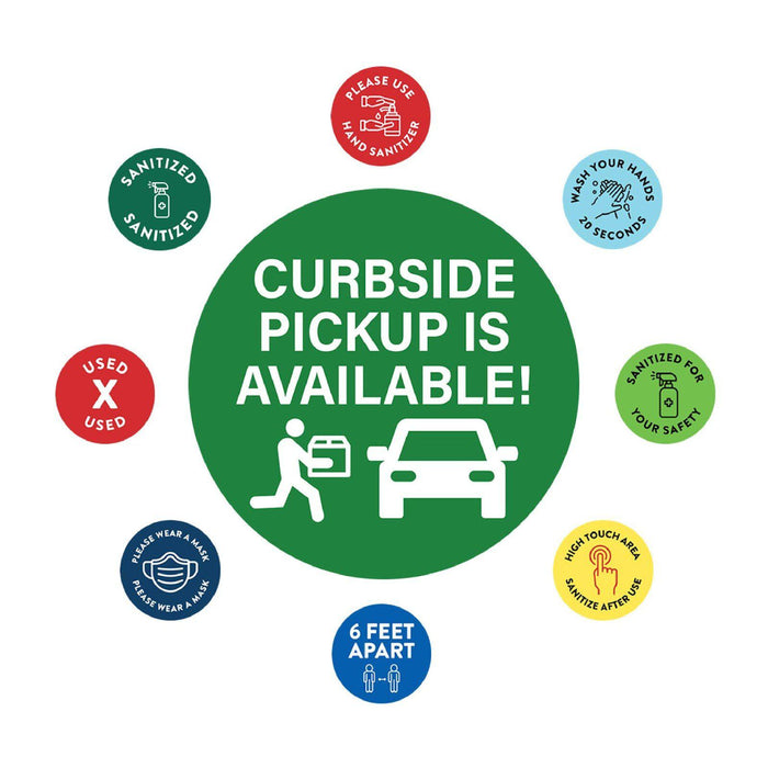 Restaurant Curbside Pickup Social Distancing Signs-Set of 50-Andaz Press-Arrive Business Signs-