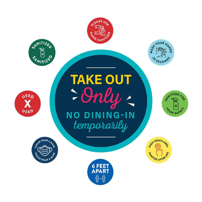 Restaurant Curbside Pickup Social Distancing Signs-Set of 50-Andaz Press-Arrive Business Signs-