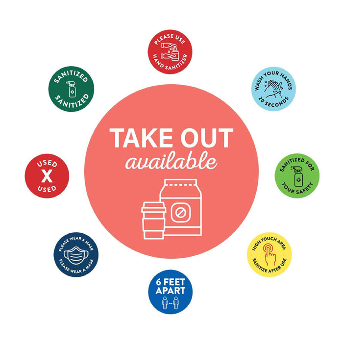 Restaurant Curbside Pickup Social Distancing Signs-Set of 50-Andaz Press-Arrive Business Signs-