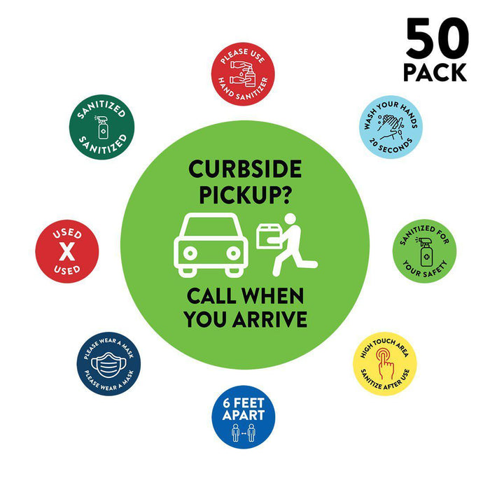 Restaurant Curbside Pickup Social Distancing Signs-Set of 50-Andaz Press-Arrive Business Signs-