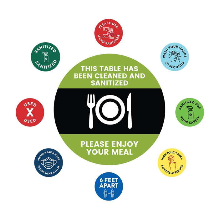 Restaurant Curbside Pickup Social Distancing Signs-Set of 50-Andaz Press-Cleaned And Sanitized Meal Plate-