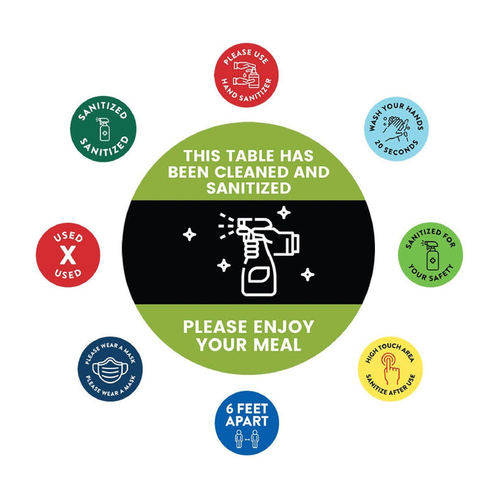 Restaurant Curbside Pickup Social Distancing Signs-Set of 50-Andaz Press-Cleaned And Sanitized Meal Spray-
