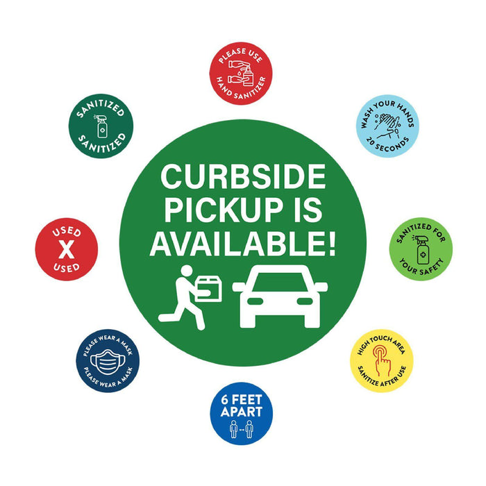 Restaurant Curbside Pickup Social Distancing Signs-Set of 50-Andaz Press-Curbside Pickup Is Available-